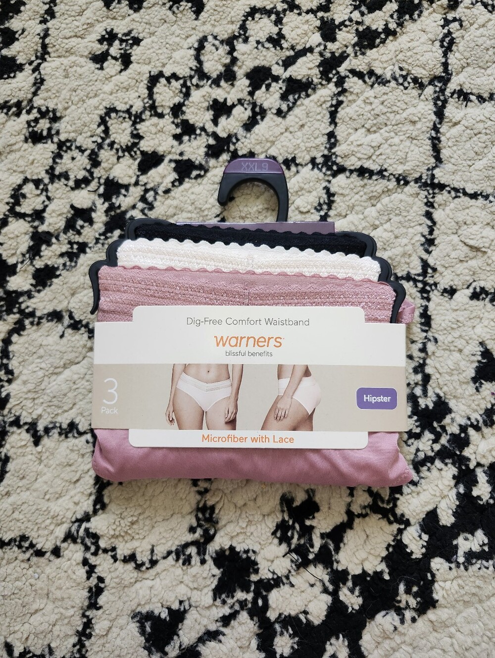 Warner's Women's Hipster Panty Pack in Pink, White, Black